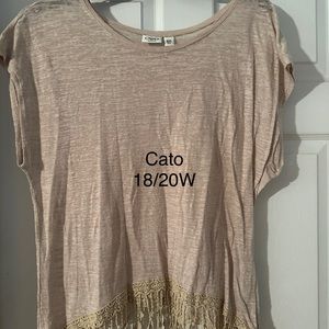 Thin shirt with fringe bottom accents